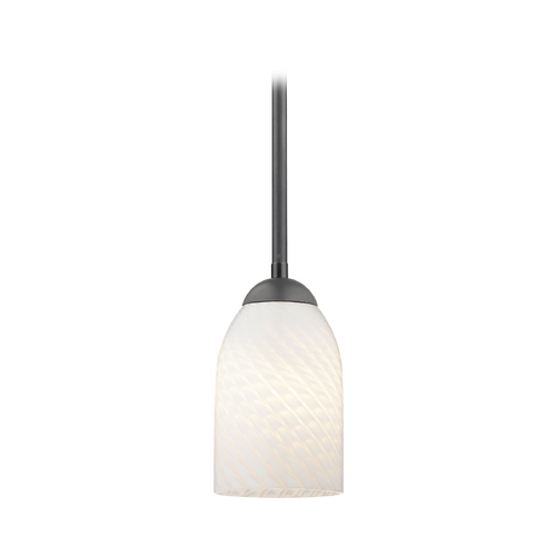 Black Mini-Pendant Light with White Art Glass Shade