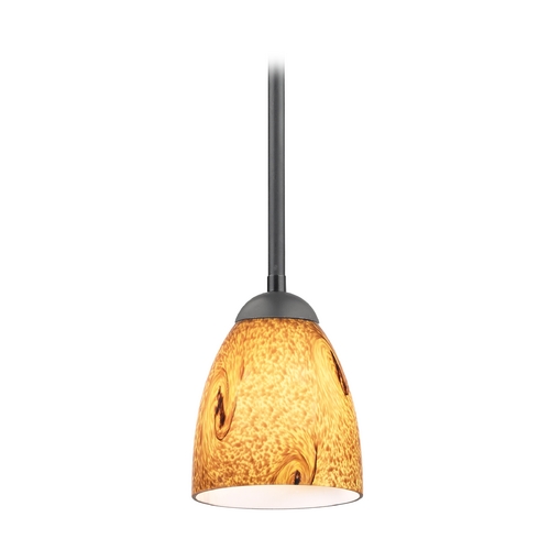 Modern Mini-Pendant Light with Brown Art Glass