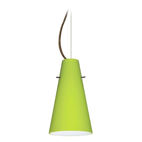 Besa Lighting Besa Lighting Cierro Bronze LED Mini-Pendant Light with Conical Shade 1KX-412435-LED-BR