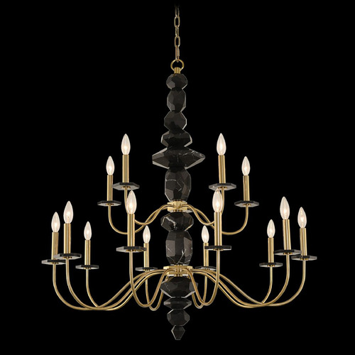 Allegri Lighting Allegri Crystal Piedra Brushed Brass & Black Marble Chandelier 031552-039