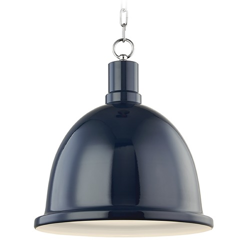 Mitzi by Hudson Valley Blair Polished Nickel & Navy Pendant by Mitzi by Hudson Valley H238701L-PN/NVY