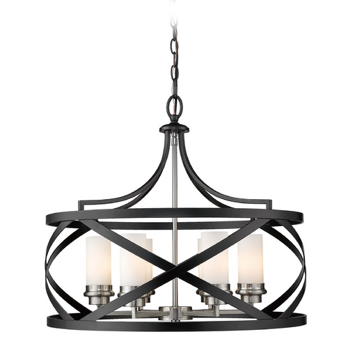 Z-Lite Malcalester Matte Black & Brushed Nickel Pendant by Z-Lite 481P24-MB-BN