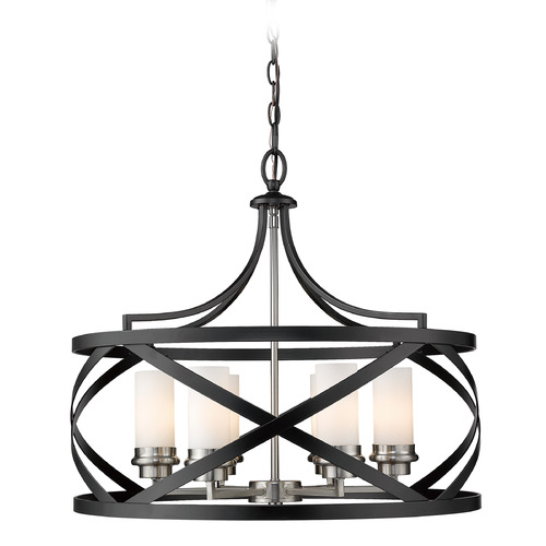 Z-Lite Malcalester Matte Black & Brushed Nickel Pendant by Z-Lite 481P24-MB-BN