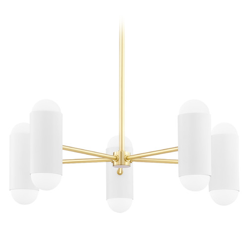 Mitzi by Hudson Valley Mitzi Leigh Aged Brass 10-Light Chandelier White H484810-AGB/SWH