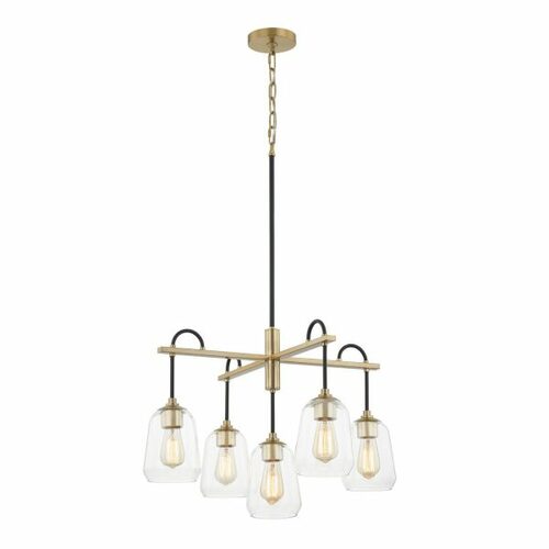 Arcwell Chandelier in Black & Brass by Evolv by Justice Design Group