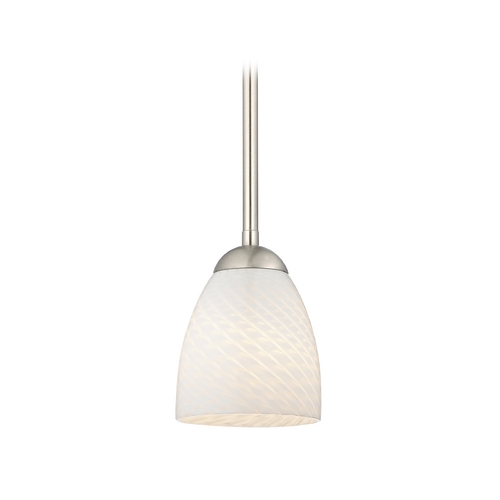 Contemporary Mini-Pendant Light with White Art Glass Bell Shade