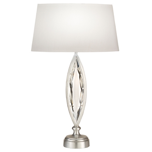 Fine Art Lamps Marquise Platinized Silver Leaf Table Lamp with Oval Shade