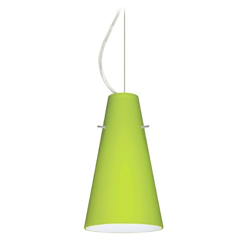 Besa Lighting Besa Lighting Cierro Satin Nickel LED Mini-Pendant Light with Conical Shade 1KX-412435-LED-SN