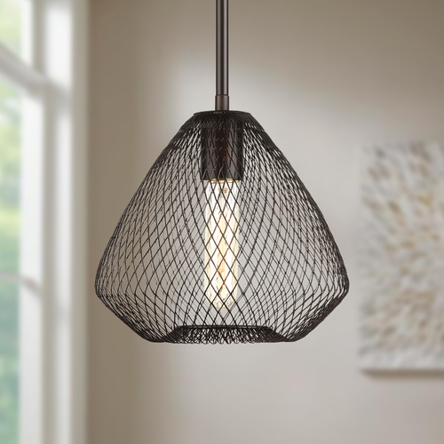 Mesh Antique Bronze Mini Pendant by Progress Lighting