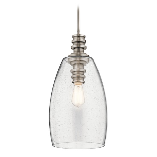 Kichler Lighting Seeded Glass Pendant Pewter Lakum by Kichler Lighting 43090CLP