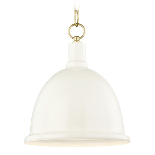 Mitzi by Hudson Valley Blair Aged Brass & Cream Pendant by Mitzi by Hudson Valley H238701S-AGB/CR