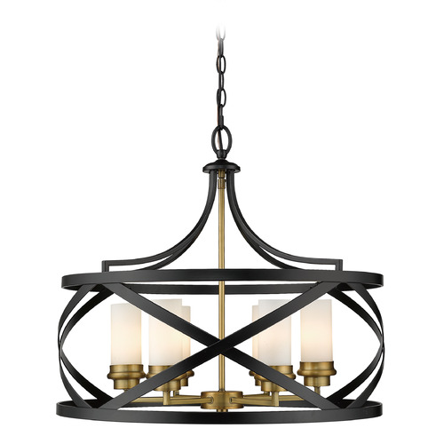 Z-Lite Malcalester Matte Black & Olde Brass Pendant by Z-Lite 481P24-MB-OBR