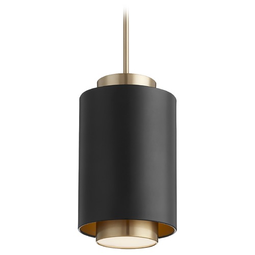 Quorum Lighting Noir / Aged Brass Pendant with Cylindrical Shade by Quorum Lighting 8008-6980