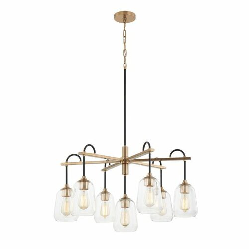 Justice Design Group Arcwell Chandelier in Black & Brass by Evolv by Justice Design Group FSN-8107-CLER-MBBR