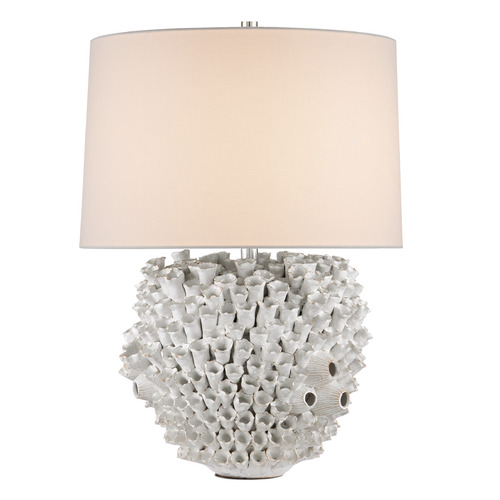 Currey and Company Lighting Currey and Company Manitapi White Table Lamp with Drum Shade 6000-1045