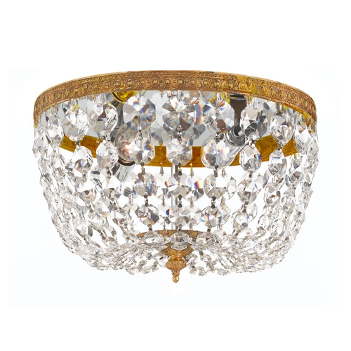 Crystorama Lighting Crystal Flushmount Light in Olde Brass Finish 708-OB-CL-S