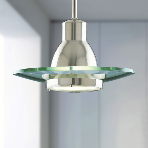 Progress Lighting Modern Pendant in Brushed Nickel by Progress Lighting P5003-09