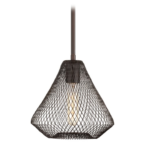 Mesh Antique Bronze Mini Pendant by Progress Lighting