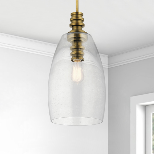 Seeded Glass Pendant Natural Brass Lakum by Kichler Lighting