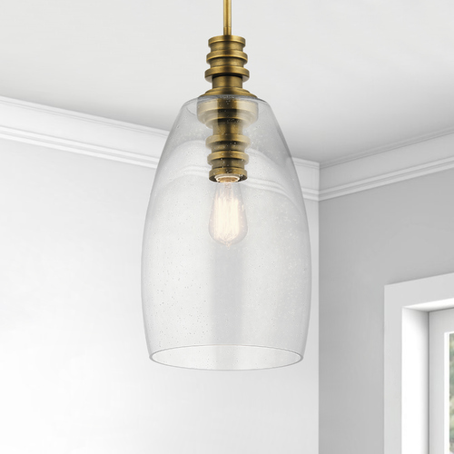 Kichler Lighting Seeded Glass Pendant Natural Brass Lakum by Kichler Lighting 43090NBR