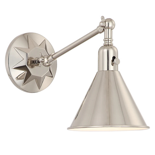 Crystorama Lighting Morgan Adjustable Wall Light in Polished Nickel by Crystorama Lighting MOR-8800-PN