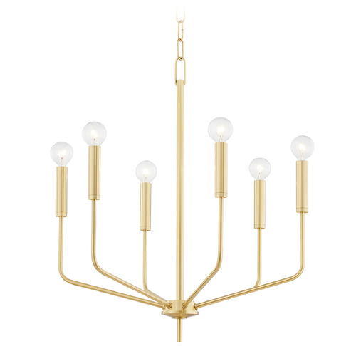 Mitzi Hudson Aged Brass 6-Light Chandelier