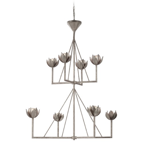 Visual Comfort Signature Collection Julie Neill Alberto Large Chandelier in Silver Leaf by Visual Comfort Signature JN5006BSL