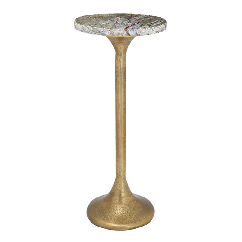 Currey & Company Wilderness Marble Brass Drinks Table