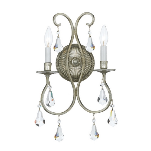 Crystorama Lighting Crystal Sconce Wall Light in Olde Silver Finish 5012-OS-CL-MWP