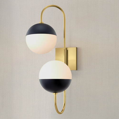 Renee Aged Brass & Black Sconce by Mitzi by Hudson Valley
