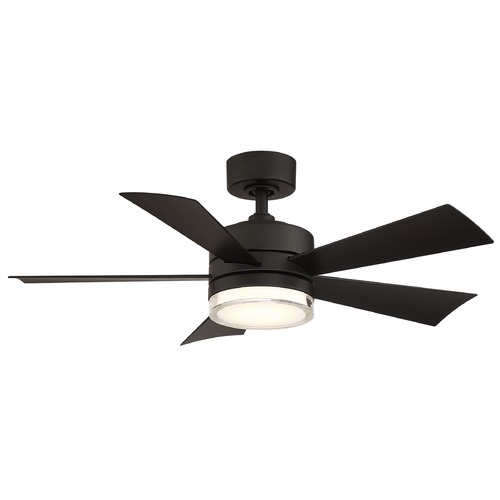Modern Forms by WAC Lighting Modern Forms Wynd Matte Black LED Ceiling Fan with Light FR-W1801-52L-MB