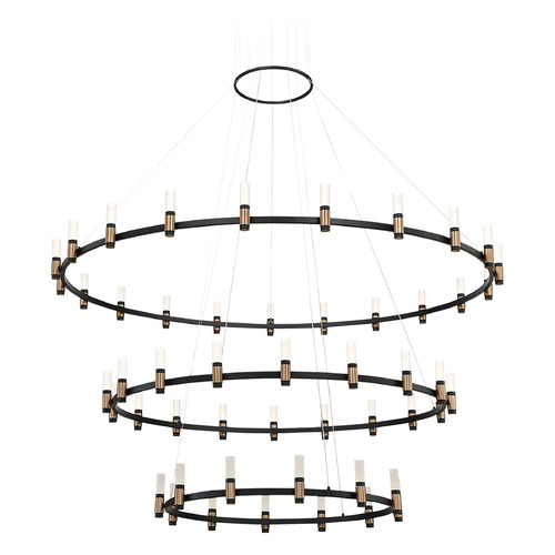 Eurofase Lighting Albany 60-Inch Wide 3-Tier Chandelier in Black by Eurofase 37046-019