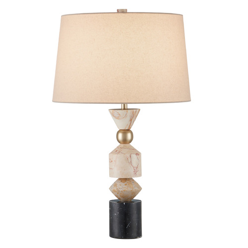 Currey and Company Lighting Currey and Company Seguso Natural & Black & Brass Table Lamp with Empire Shade 6000-1047