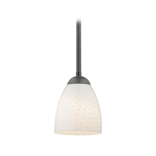 Modern Mini-Pendant Light with White Art Glass Shade