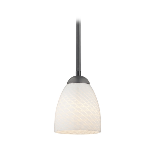 Design Classics Lighting Modern Mini-Pendant Light with White Art Glass Shade 581-07  GL1020MB