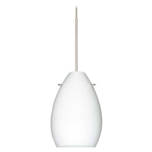 Besa Lighting Pera Satin Nickel Mini-Pendant Light with Oblong Shade