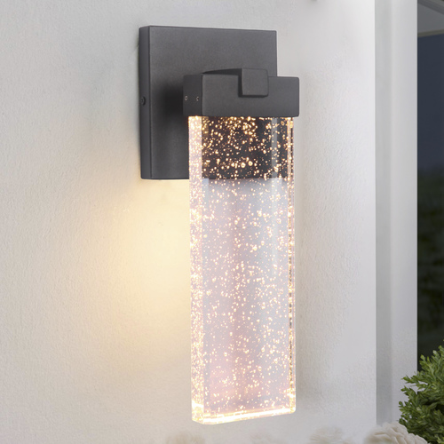 Craftmade Lighting Seeded Glass LED Outdoor Wall Light Black Craftmade Lighting Z1604-05-LED