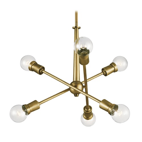 Kichler Lighting Mid-Century Modern Mini-Chandelier Natural Brass Armstrong by Kichler Lighting 43095NBR