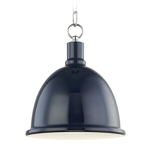 Mitzi by Hudson Valley Blair Polished Nickel & Navy Pendant by Mitzi by Hudson Valley H238701S-PN/NVY