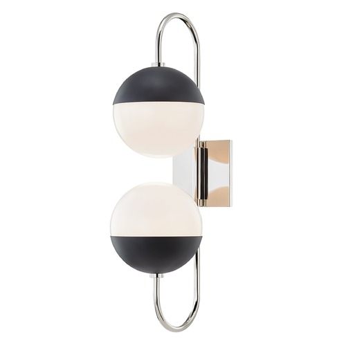 Mitzi by Hudson Valley Renee Polished Nickel & Black Sconce by Mitzi by Hudson Valley H344102B-PN/BK