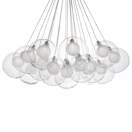 Modern Chrome LED Multi-Light Pendant with Frosted Shade 3000K 3800LM by Kuzco Lighting