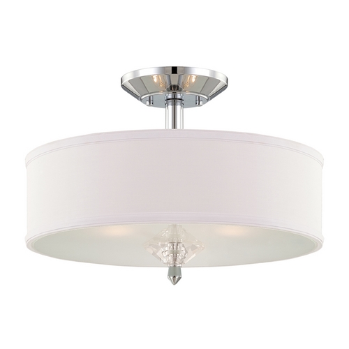 Semi-Flushmount Light with White Shades in Chrome Finish