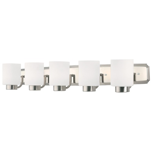 Contemporary Bathroom Light in Satin Nickel Finish with Five Lights