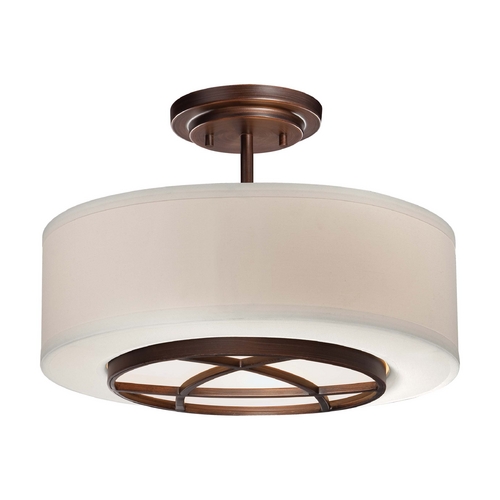 Semi-Flush Mount with White Shade in Dark Brushed Bronze by Minka Lavery
