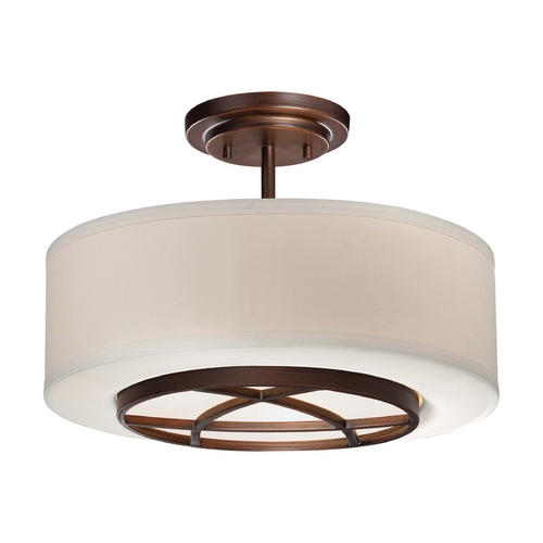 Minka Lavery Semi-Flush Mount with White Shade in Dark Brushed Bronze by Minka Lavery 4951-267B