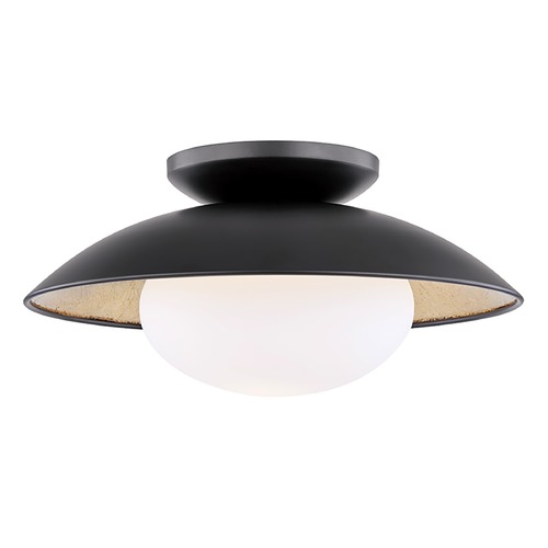 Cadence Black Lustro & Gold Leaf Semi-Flush by Mitzi by Hudson Valley