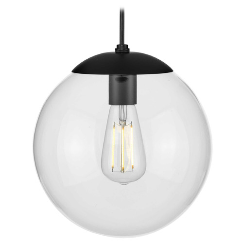 Progress Lighting Atwell Matte Black Mini-Pendant Light with Globe Shade