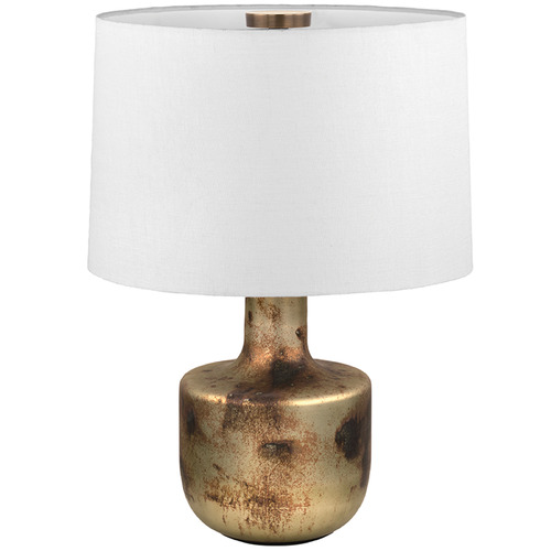 Troy Lighting Terron Patina Brass LED Table Lamp with Drum Shade