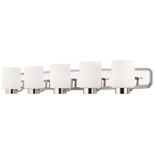 Contemporary Bathroom Light in Chrome Finish with Cylinder Shades