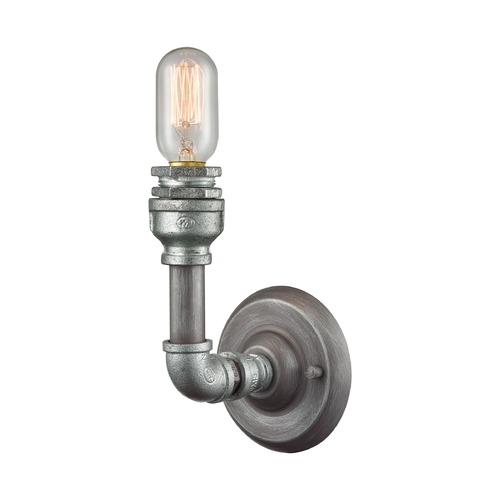 Elk Lighting Industrial Sconce Weathered Zinc Cast Iron Pipe by Elk Lighting 10682/1